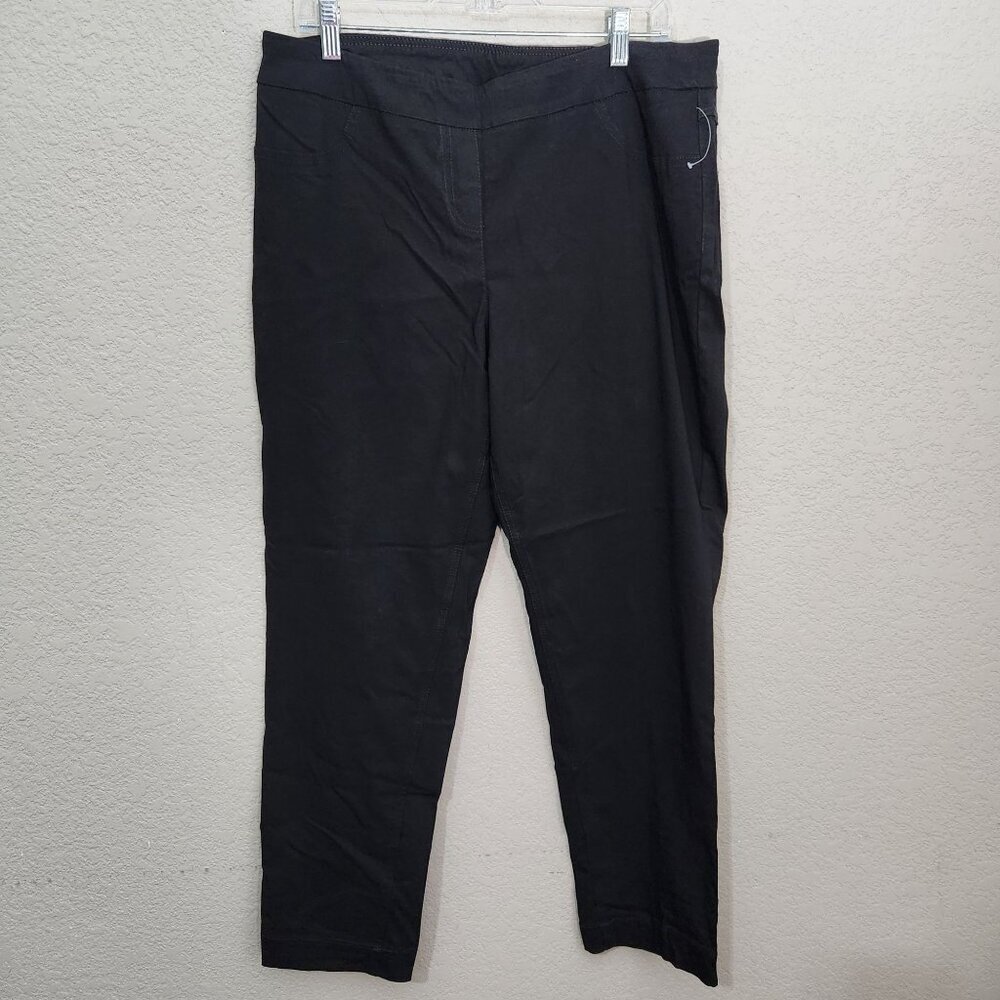 Coldwater Creek Pants Womens Size 16P Black Straight-Leg Pull-On Petite